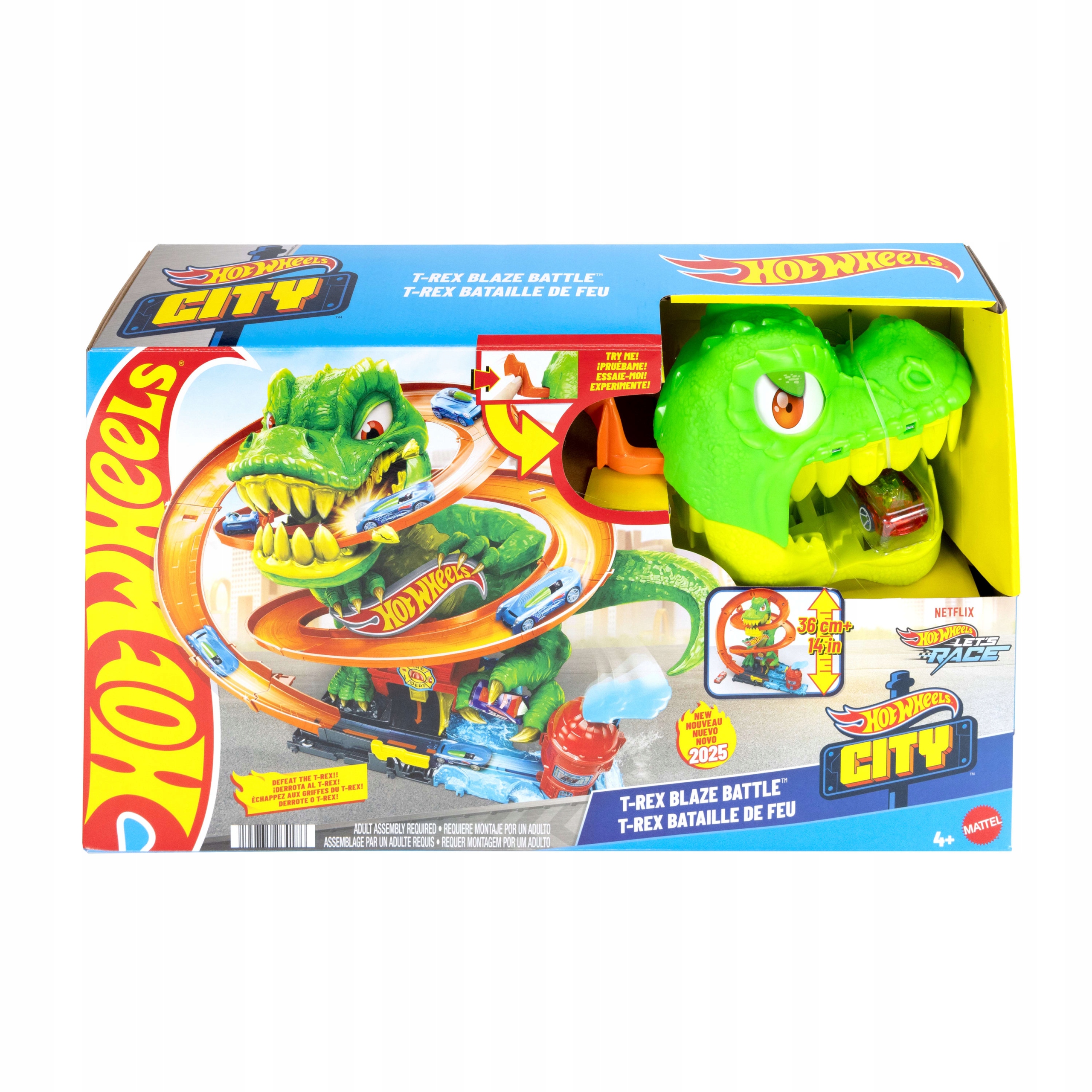 Hot Wheels Crazy Track T-Rex hasičská zbrojnica JBM73