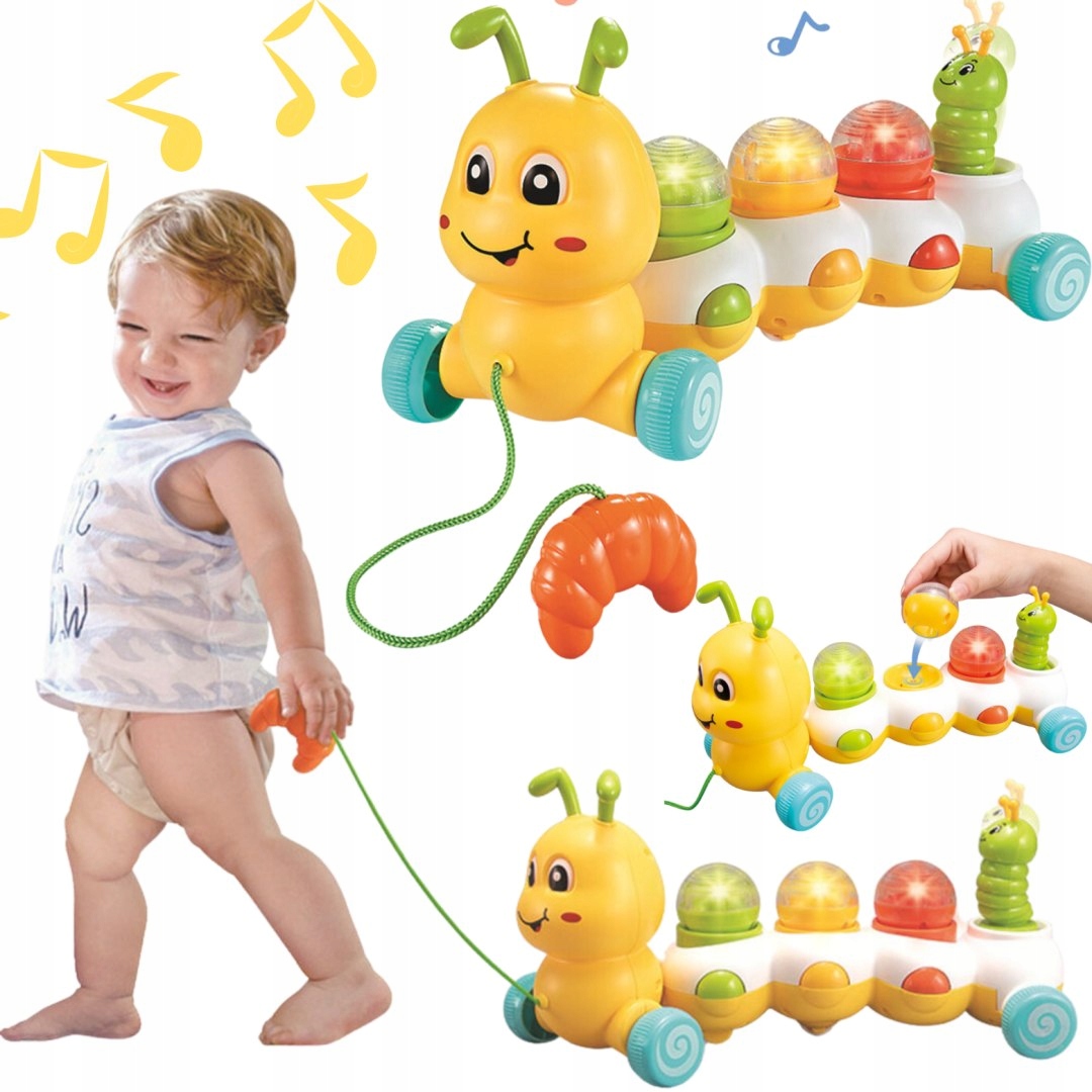 Interaktívna plazivá húsenica LED hudba +gule