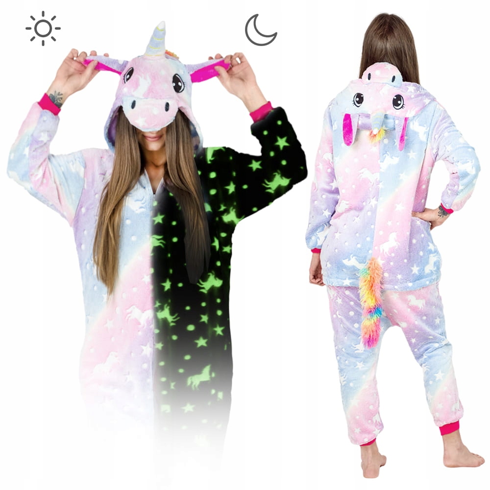 Kostým, maska - UNICORN Light Night pyžama kigurumi onesie xl