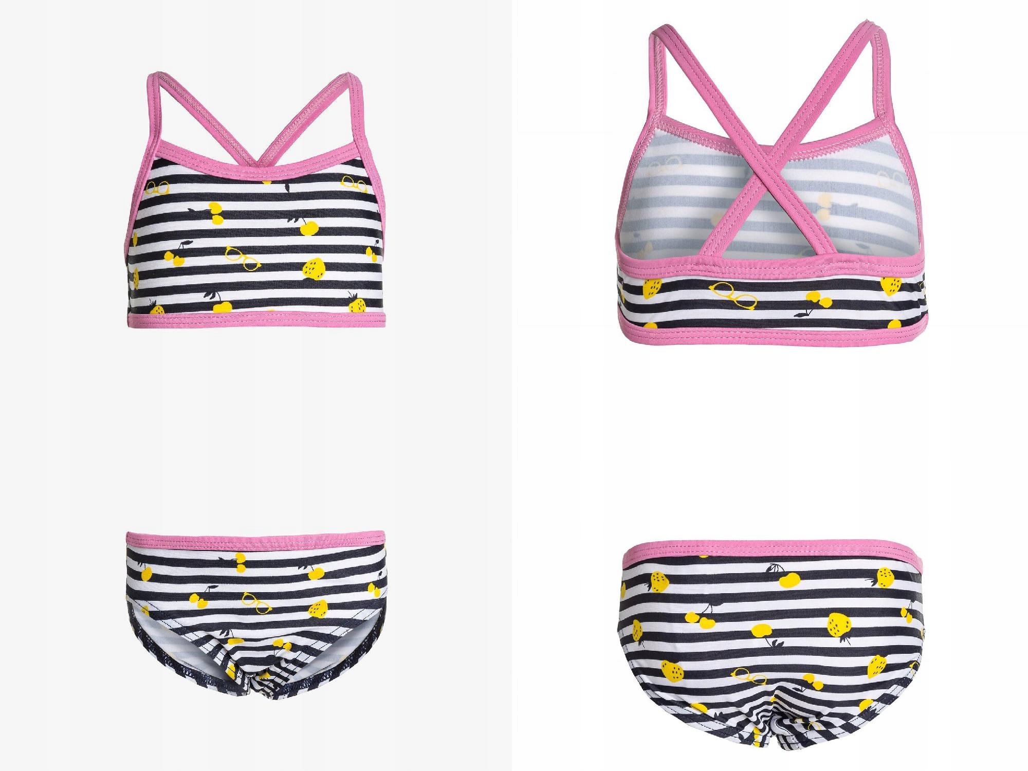 Detské plavky - Dva diely Pomenujte It Outfit. 98 biela, čierna, ružová, žltá