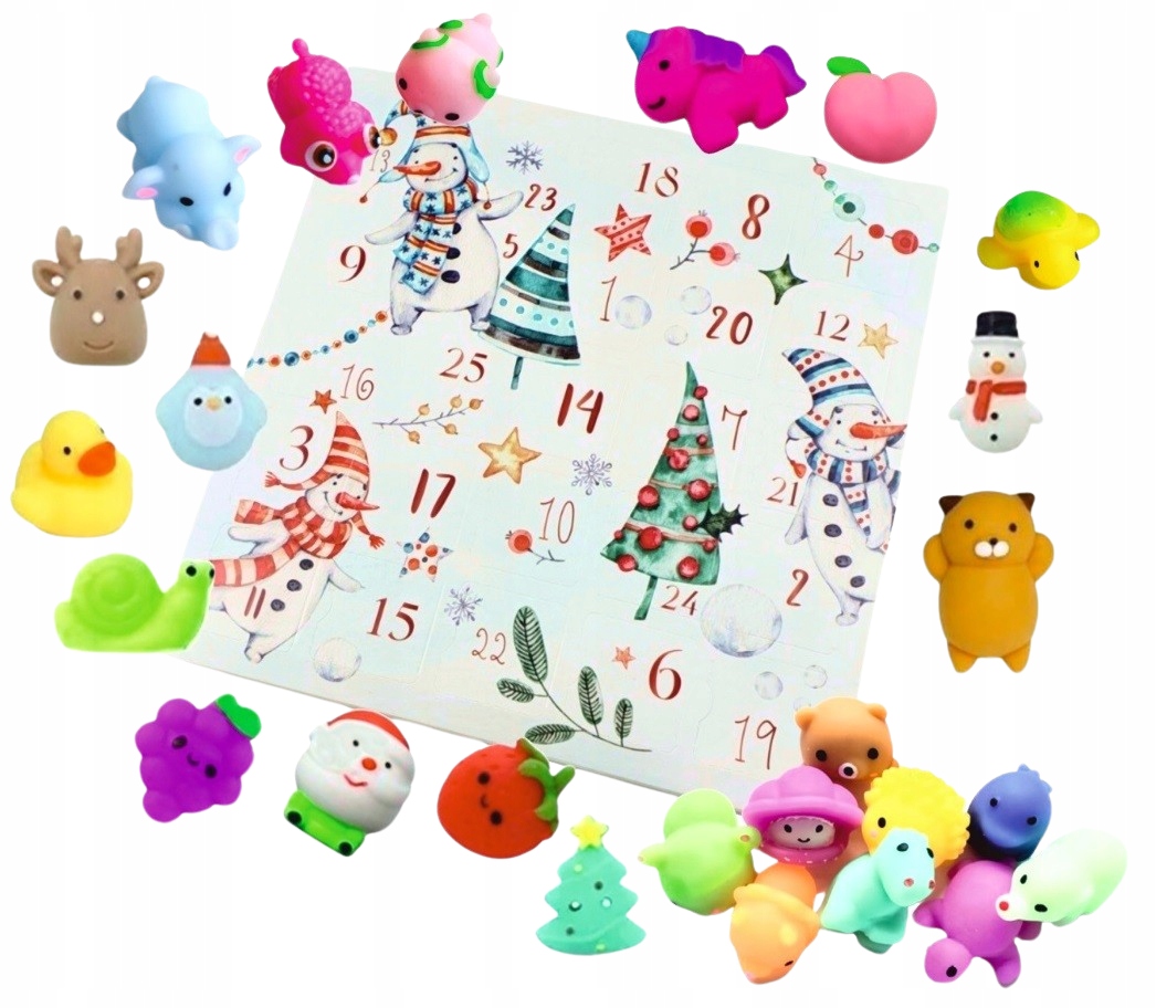 Stláčacia hračka - Advent Calendar Mochi Moji Squisy Nung Hračky pre deti darčekové dovolenky