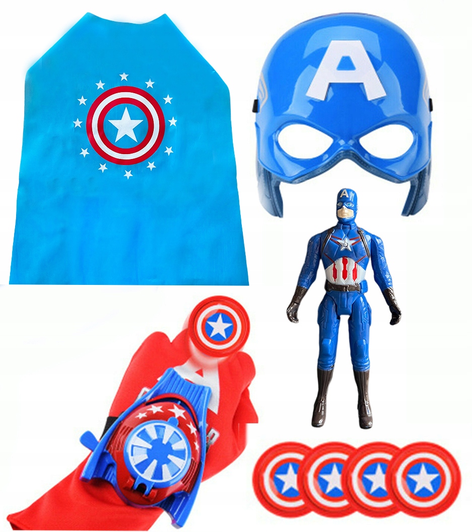 Kostým pre chlapca- Captain America Outfit Mask Glove Figurine 5in1