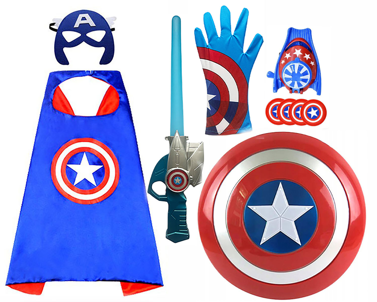 Kostým pre chlapca- Kapitán Amerika Outfit Shield Mask Glove Sword