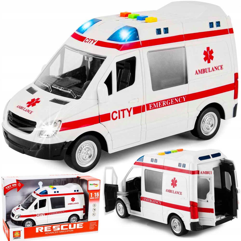 Detská sanitka - Ambulancia sanitky automobilu s ambulanciou so zvukom a svetlom na jazde