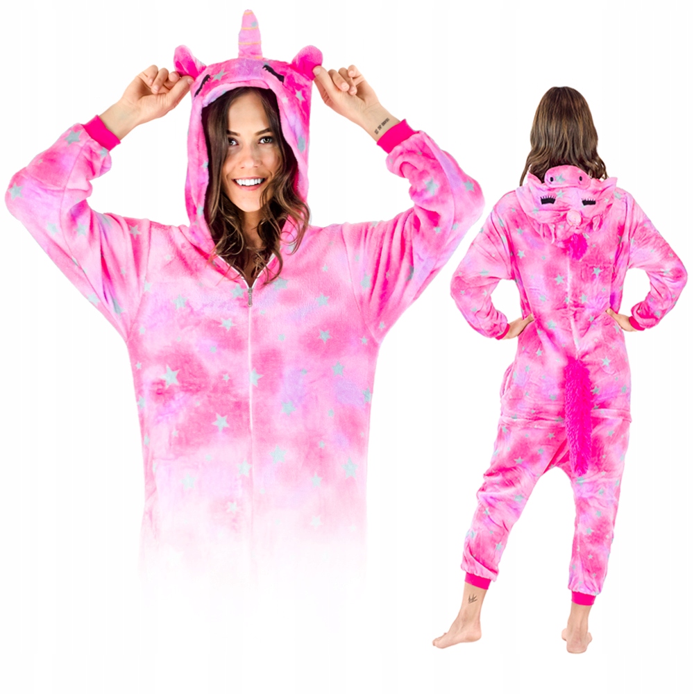 Kostým, maska - Kigurumi onesie pyžama jednorožec ružové hviezdy l