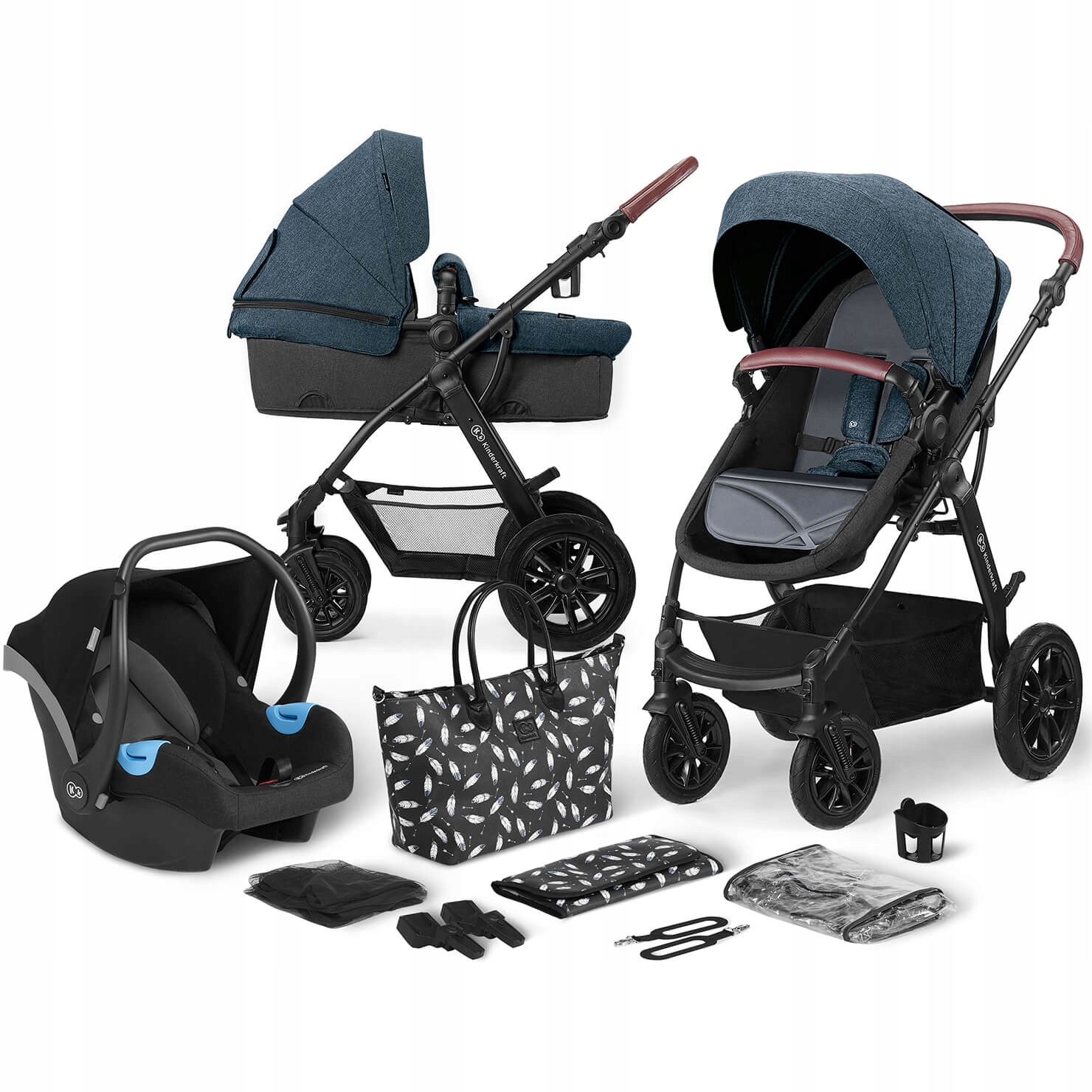 Kinderkraft multifunkčný vozík 3in1 xmoov denim