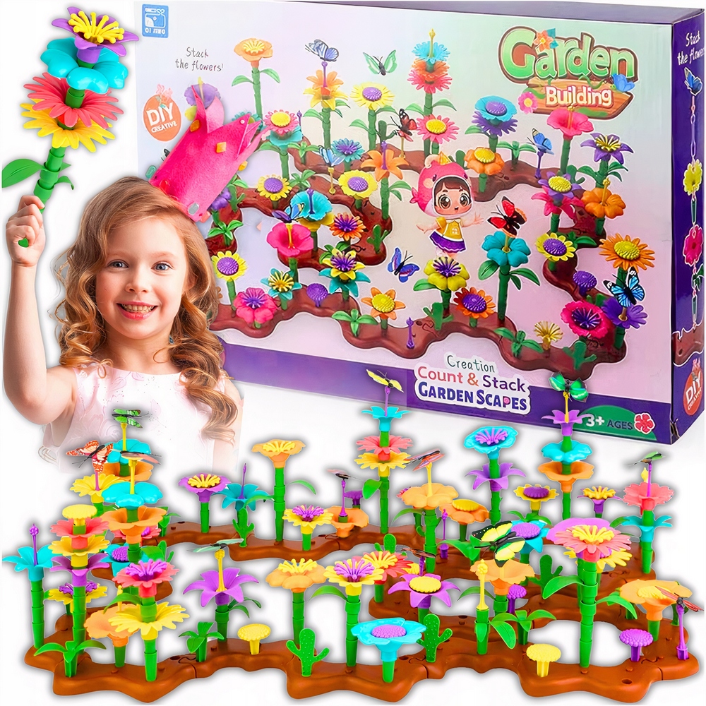 Stavebnica, slamky - Kvetiny blokujú záhradné kreatívne kvety puzzle 272 prvkov pre darček