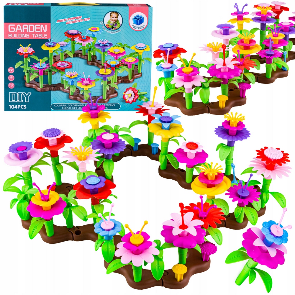 Stavebnica, slamky - Kvety blokuje záhradné kreatívne kvety puzzle