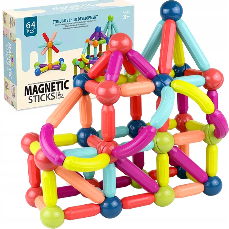 Magnetická stavebnica - MAGNETICKÉ STAVEBNÉ BLOKY 3D VZDELÁVACIE MAGNETICKÉ PALICE XXL