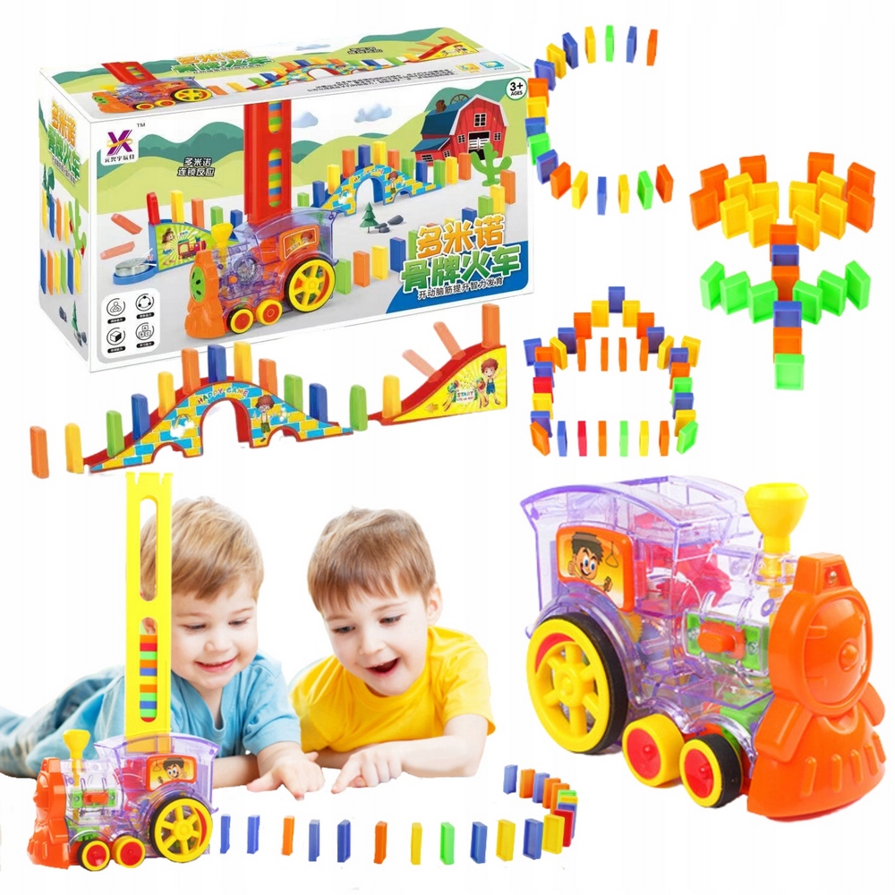 LEGO súprava - Lokomotíva frontového vlaku, ktoré kladú domino bloky