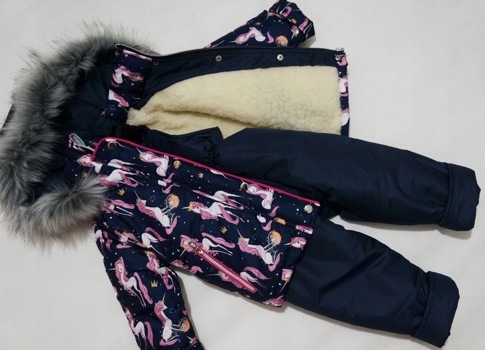 Detská kombinéza - Zimný poľný produkt 110 NAVY BLUE, modrá, ružová, šedá, viacnásobná