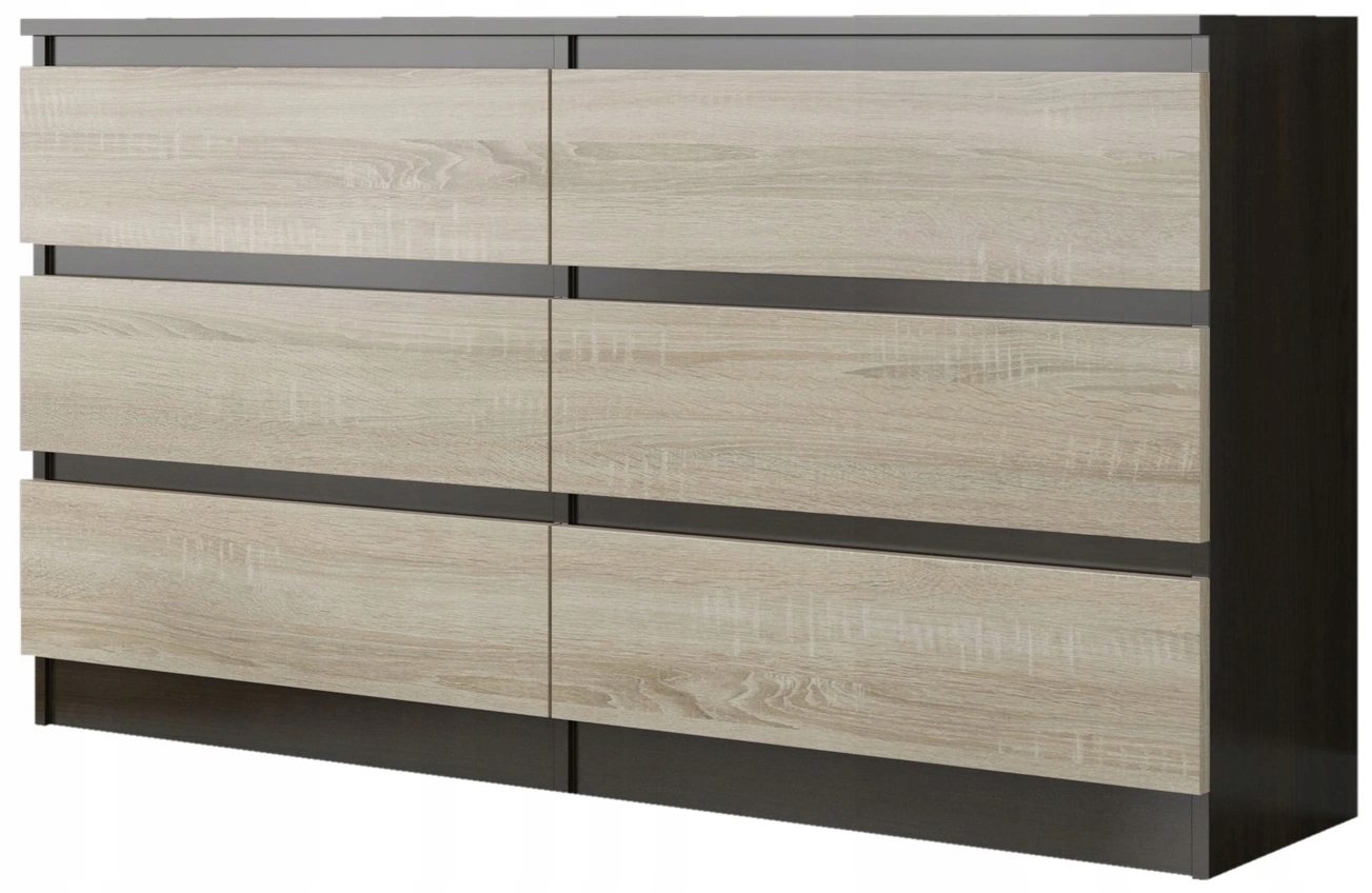 Zásuvky na hrudník 120 cm skrinka 6 zásuviek wenge mix Sonoma