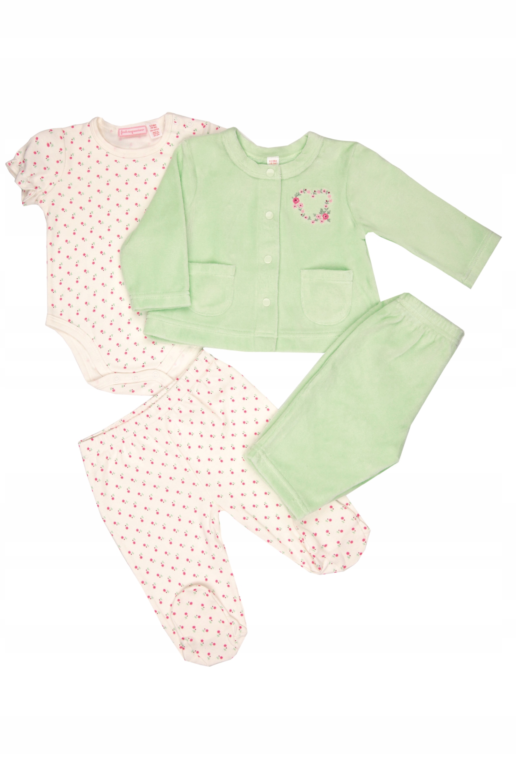 Detský komplet - Baby Set ABC 62 White, ECRU, viacnásobné, zelené 4 ks.