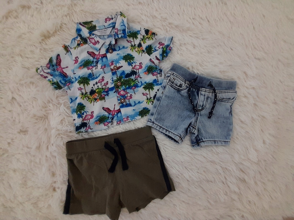 Detský komplet - Baby Set Primark 62 khaki, modrá, viacnásobná 3 ks.