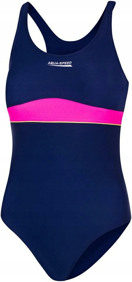 Detské plavky - Aqua-rýchlostná jednodielna outfit. 128 Navy modrá, ružová, viacfarebná