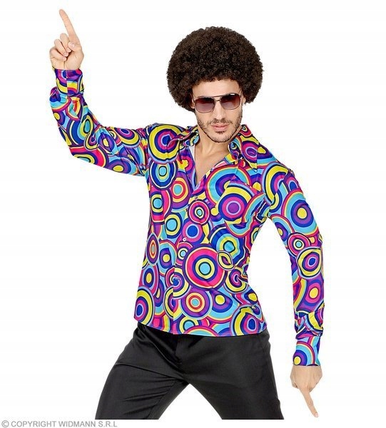 Kostým, maska - Disco kolesá modrej košele 70-te 80te s/m