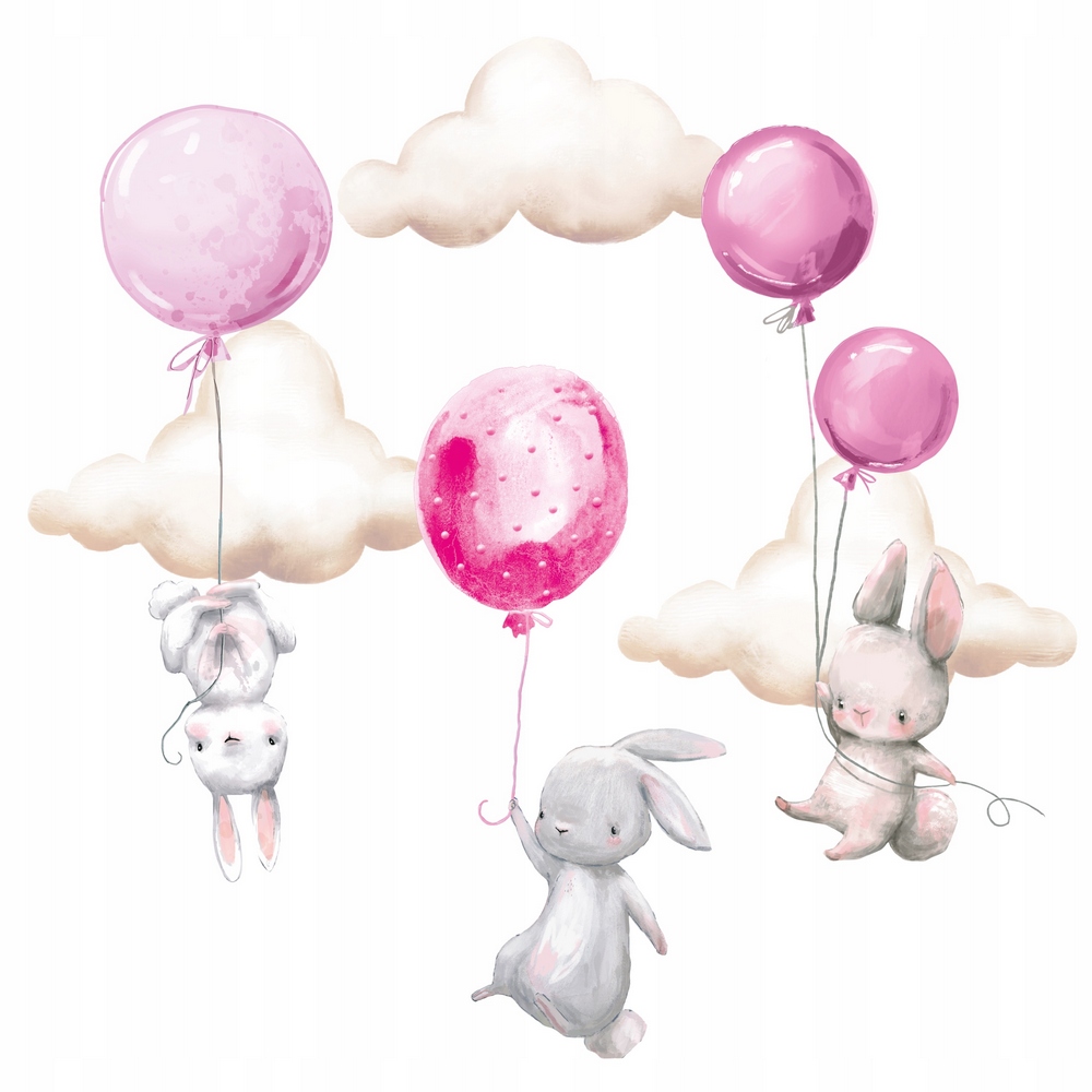 Bunnies balóny na stene nálepky pre deti kols