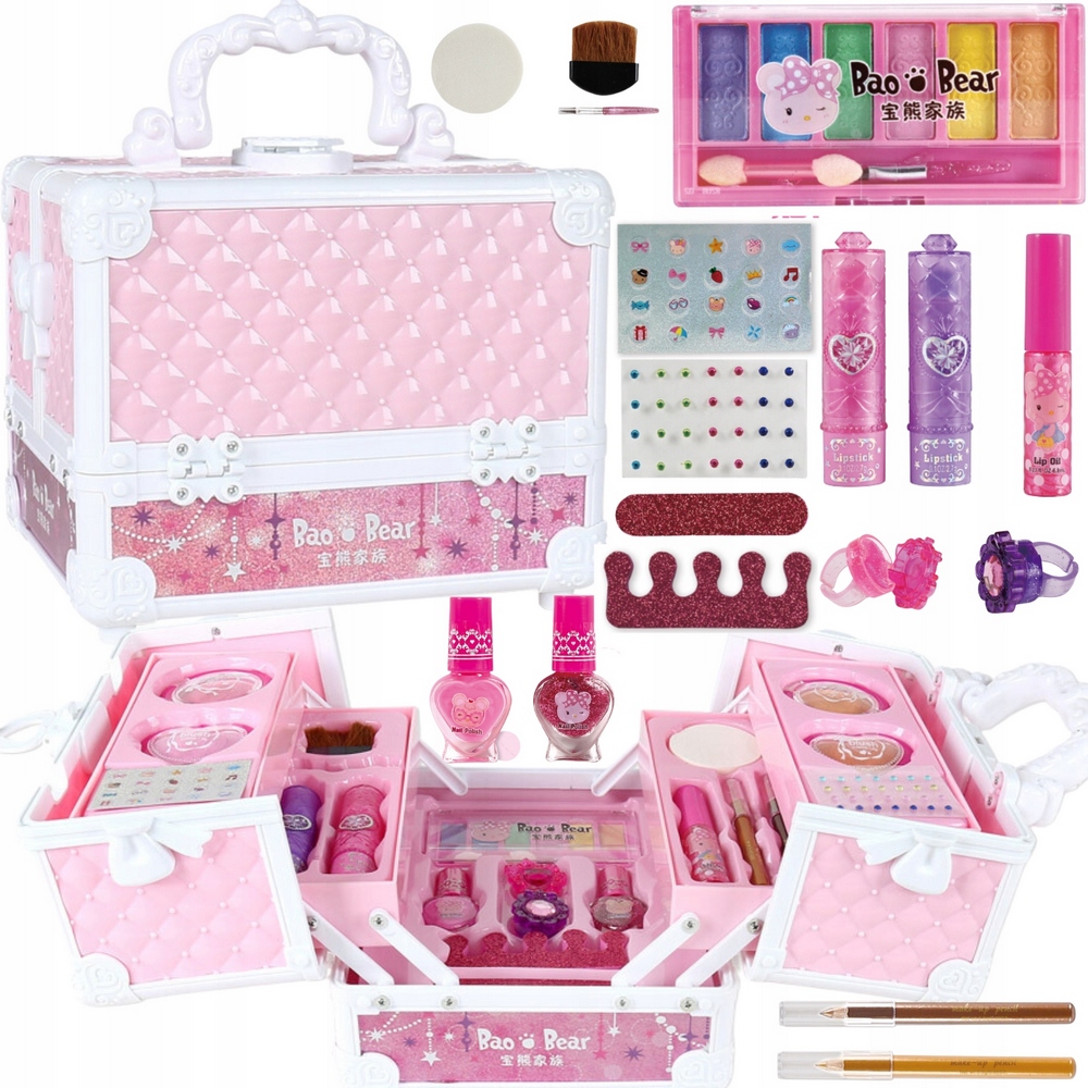 Detský make up - XXL KRABIČKA NA NEHTOVÚ KOZMETIKU MAKEUP SADA KRÚŽKOV NA MAKEUP ROSE