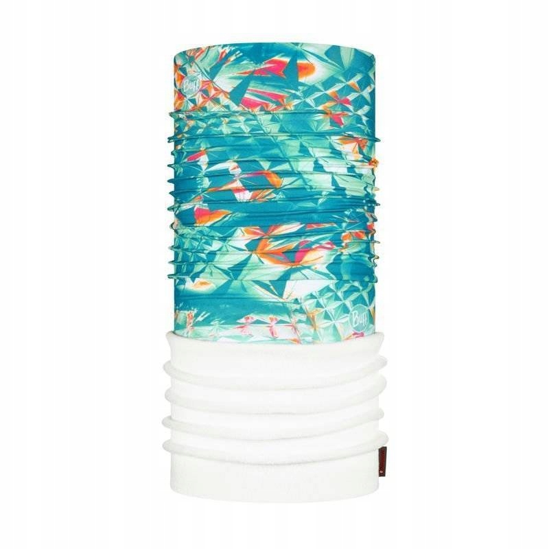 Nákrčník - Detský šál buff biely, tyrkysový polyester