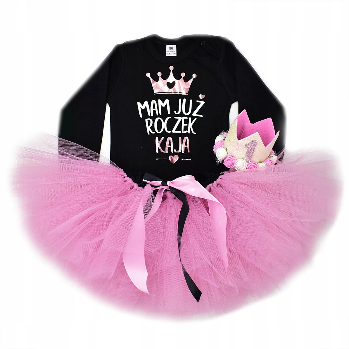 Detský komplet - Black Parrot Baby Set 68 čierna, ružová 3 ks