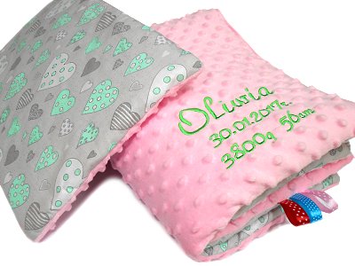 Minky Kocyk set s názvom + vankúšový vankúš