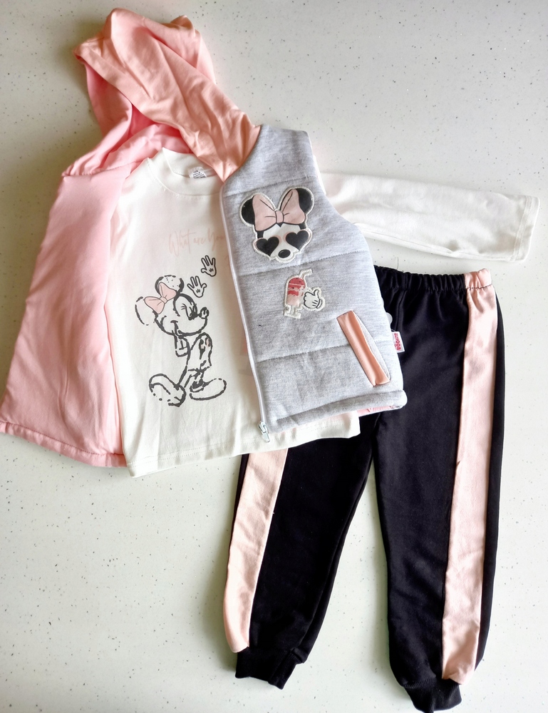 Detský komplet - Turkish Baby Set 104 Biela, čierna, ecru, oranžová, ružová, šedá 3 ks.