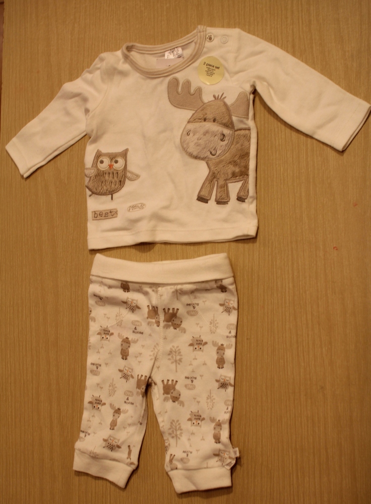 Detský komplet - Baby Set F&F 56 Brown, ECRU 2 ks.