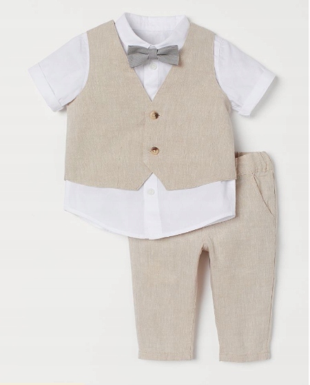 Teplaková súprava - H&M 86 béžová, biely oblek