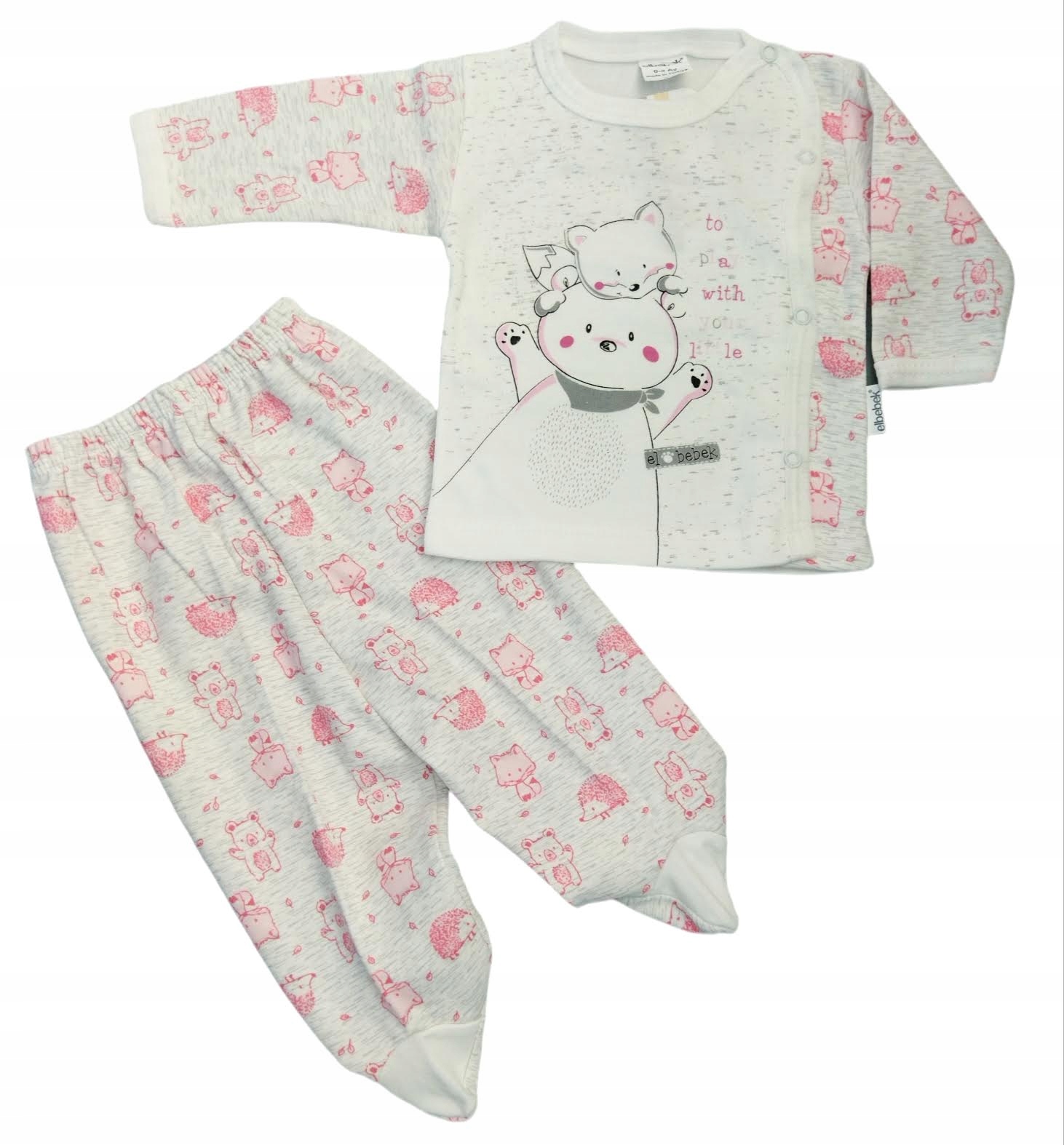 Detský komplet - Detská súprava ELBEBEK 56 WHITE, PINK 2 PCS.