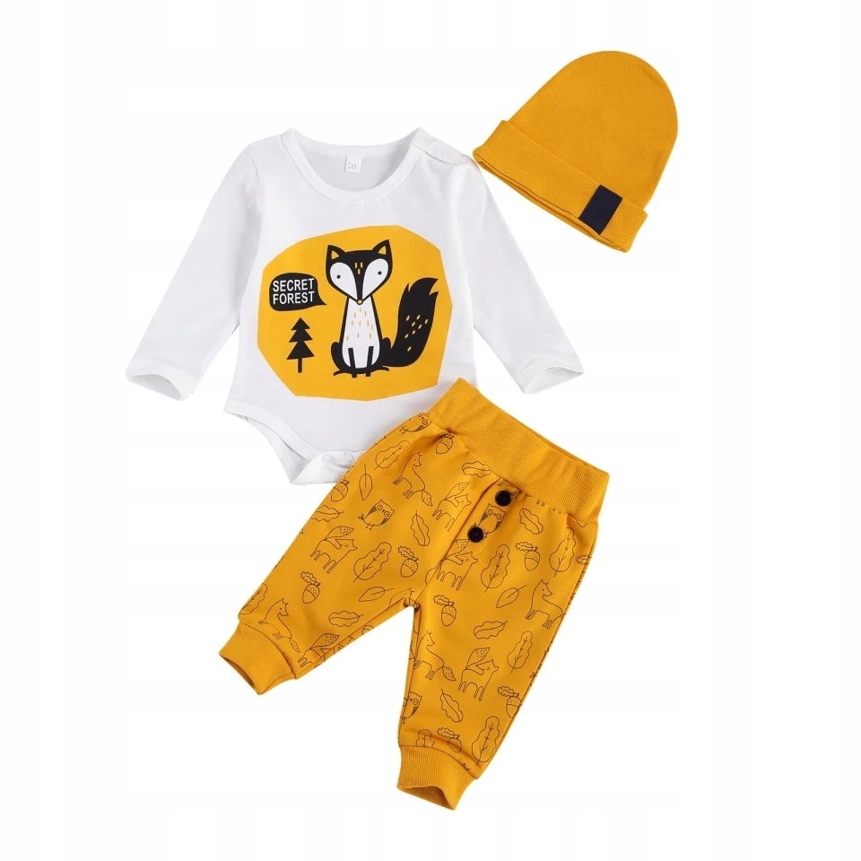 Detský komplet - Baby Set4Kids 86 biela, čierna, žltá 3 ks.