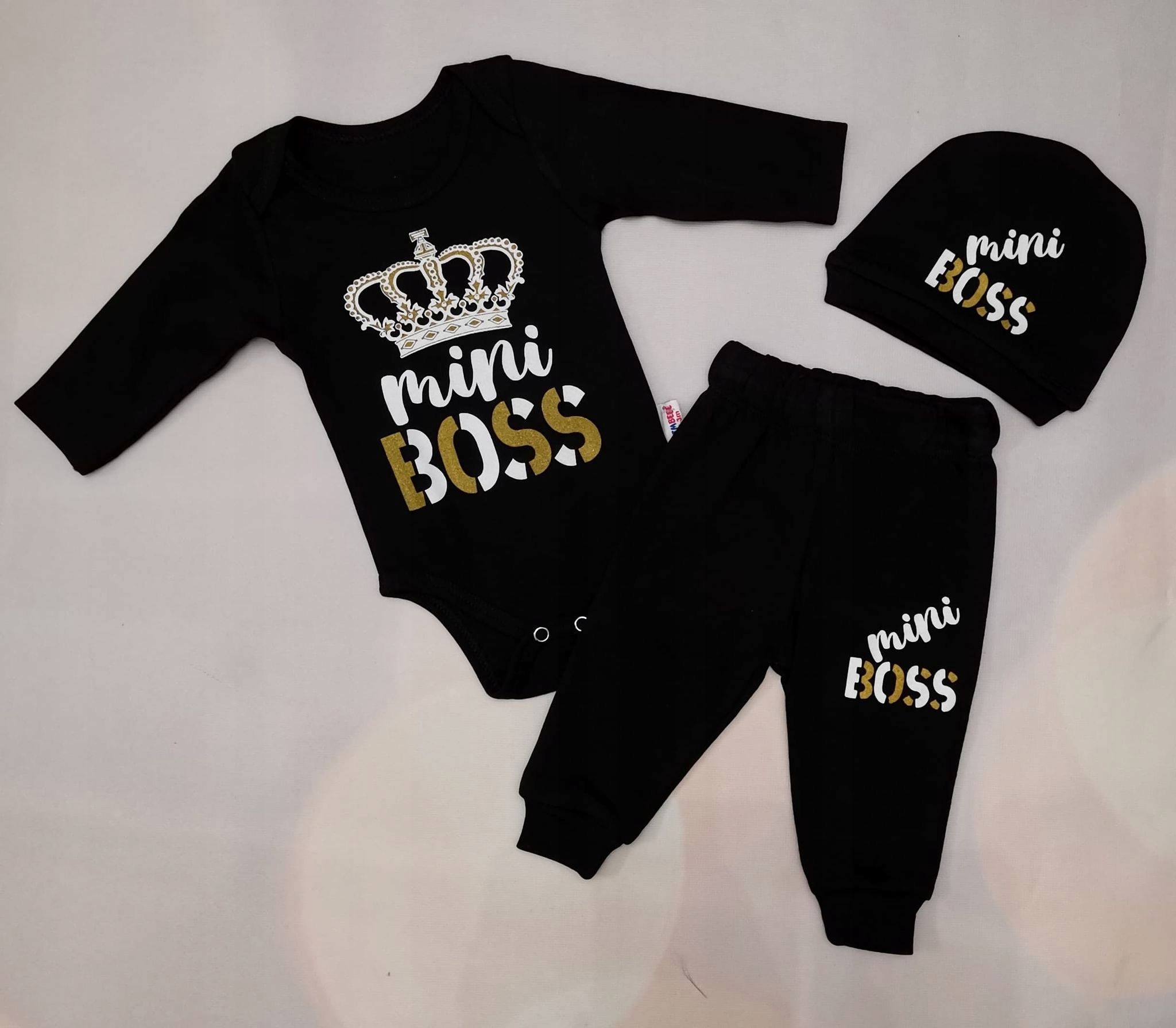 Detský komplet - Detská súprava Annbutik 74 White, Black, Gold 3 PCS.