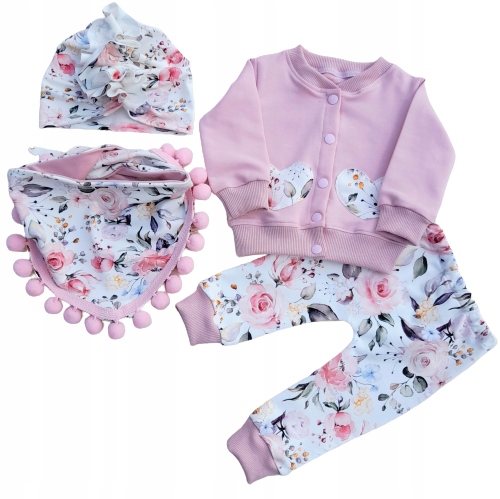 Detský komplet - Baby Set Studio Small Bear 62 biela, ružová 4 ks.
