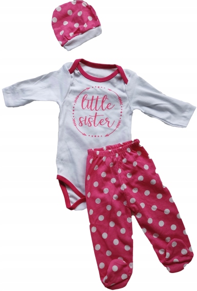 Detský komplet - Baby Set Minibird 62 biela, ružová 3 ks.