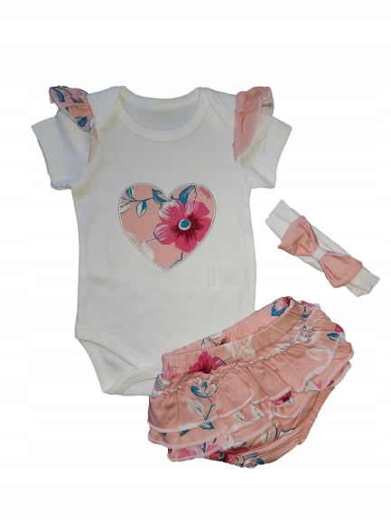 Detský komplet - Dieťa set onno baby 74 biela, oranžová, ružová 3 ks.