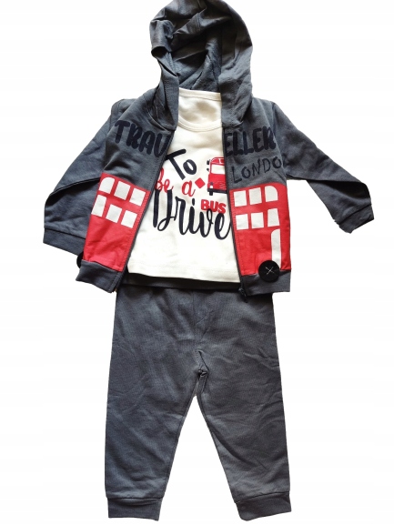 Detský komplet - Baby Set Murat Baby 80 biela, červená, šedá 3 ks.