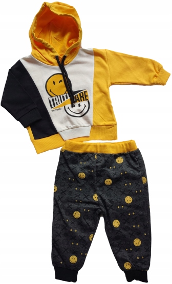 Detský komplet - Boncuk 68 Baby Set, čierna, šedá, žltá 2 ks.