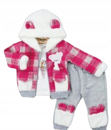 Detský komplet - Baby Set Donino 92 Biela, ružová, šedá, viacnásobná 3 ks.