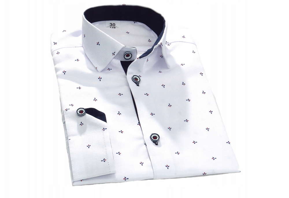 Detská košeľa - Elegantná košeľa návštev. Vzory 2 biele/námornícke modré 152