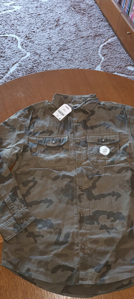 Detská košeľa - Ďalšia detská košeľa s veľkosťou 152 dlhých rukávov, khaki, zelená
