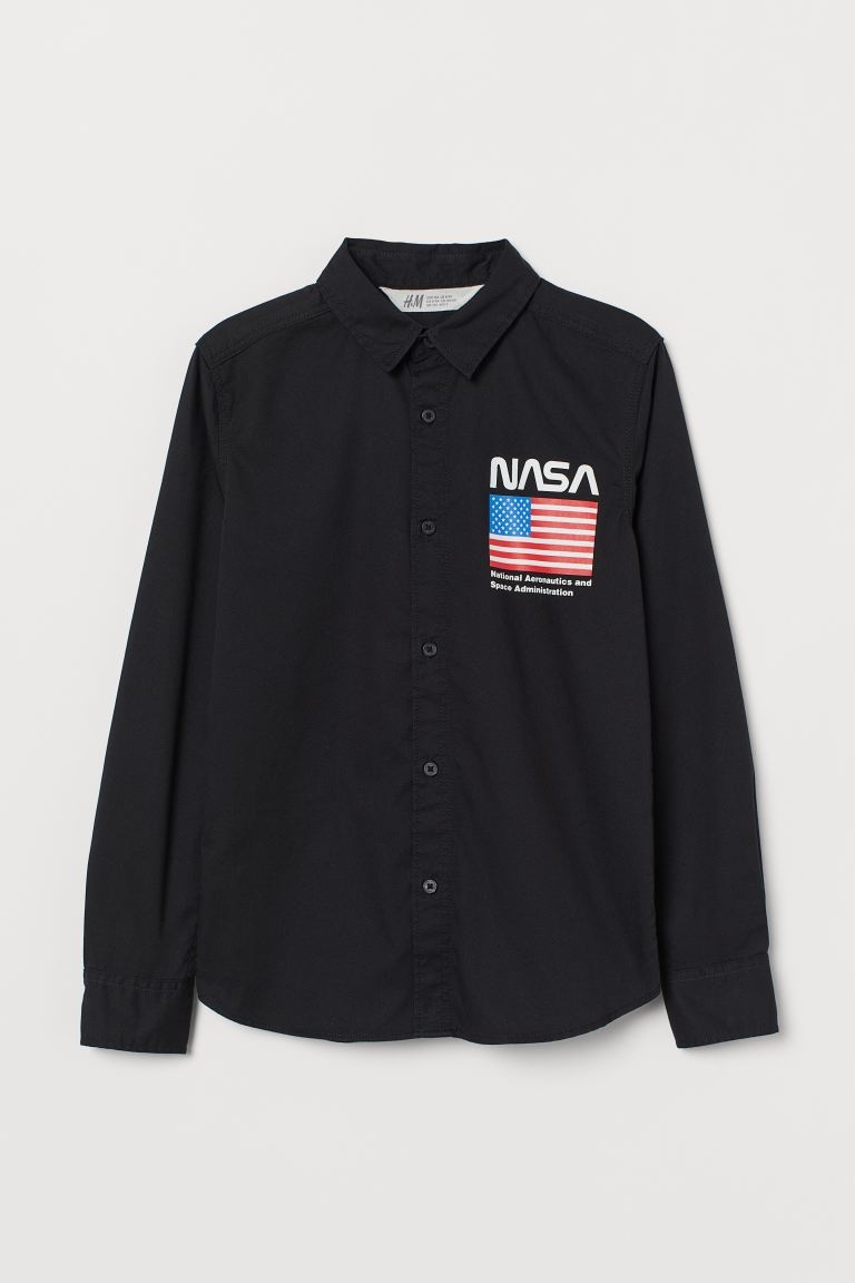 Detská košeľa - H&M Detská košeľa veľkosť 152 s dlhým rukávom čierna