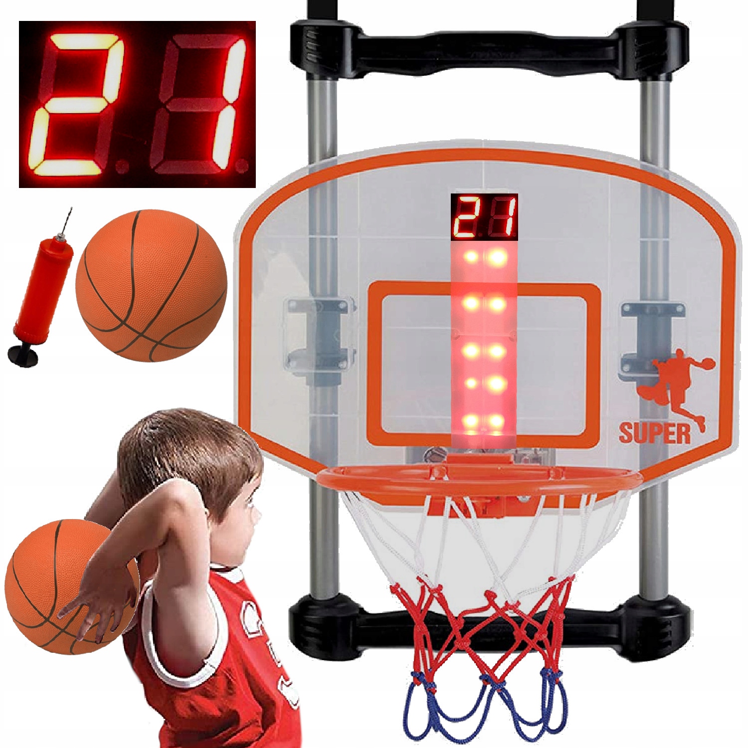 Športová hračka - Basketbal pre deti INTERAKTÍVNA DOSKA COUNTER SOUND LIGHT košíková hra