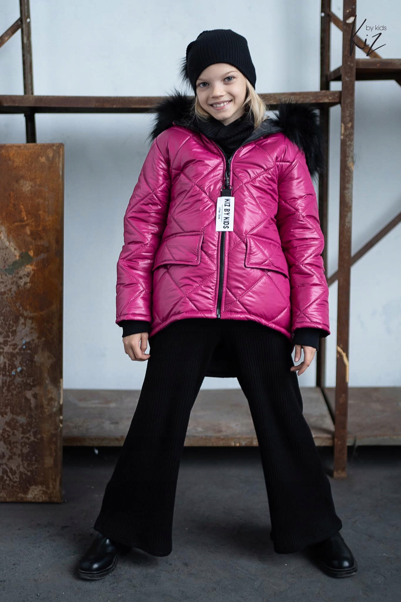 Detská bunda - Zimná bunda Parka Kiz Magenta Roses 158