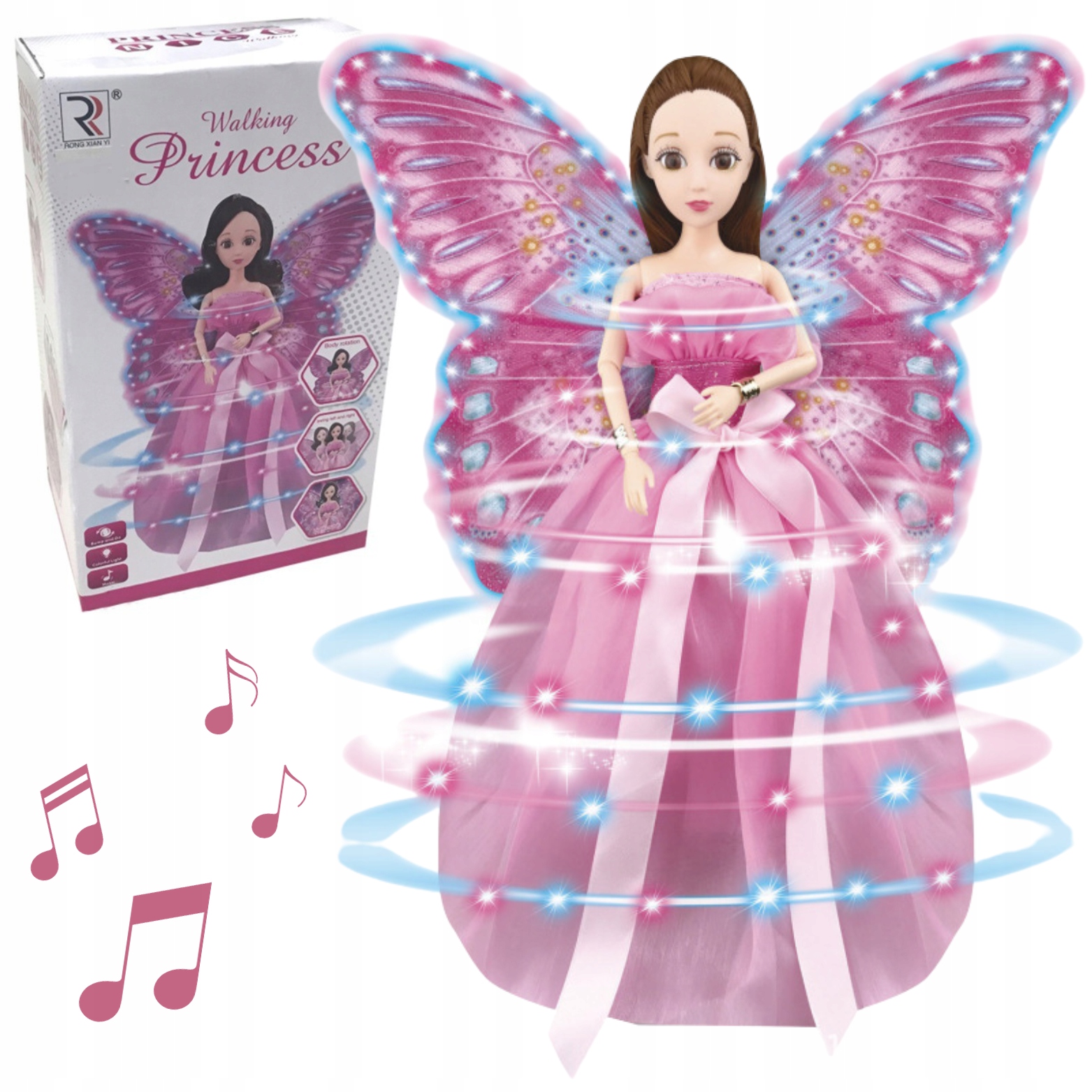 Figúrka - Interaktívne tanečné tance Dance Dancing Led Music Princess Wings sa otáča