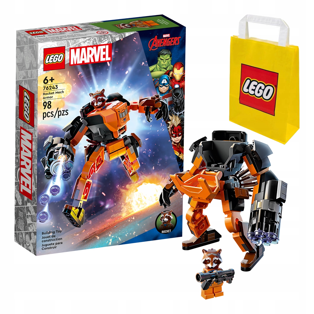 Stavebnica LEGO Super Heroes - LEGO Marvel – Rocket's Clockwork Armor (76243)