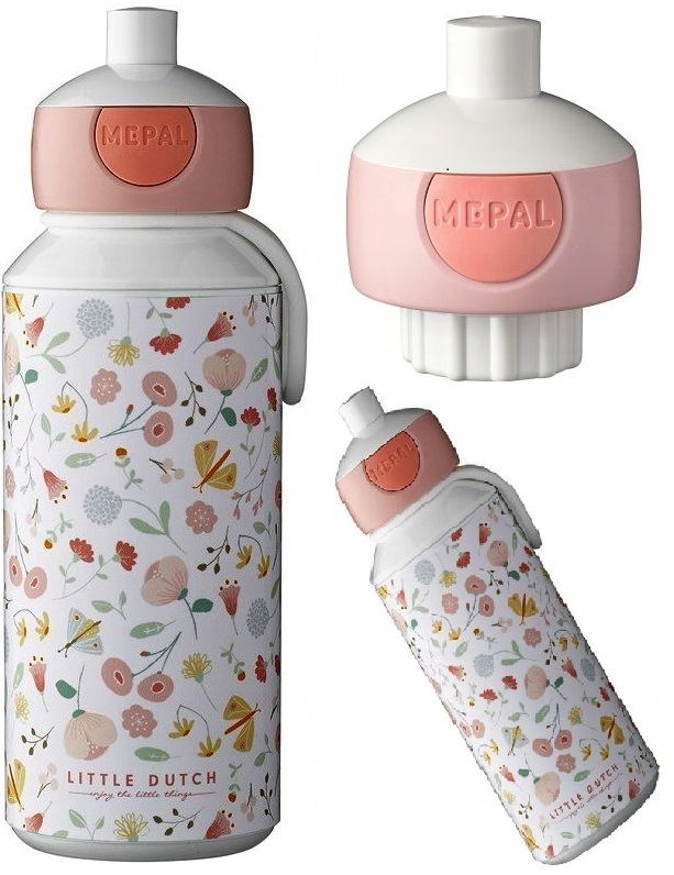 Detský desiatový box, fľaša - Malá holandská fľaša fľaša 400 ml kvety mepal