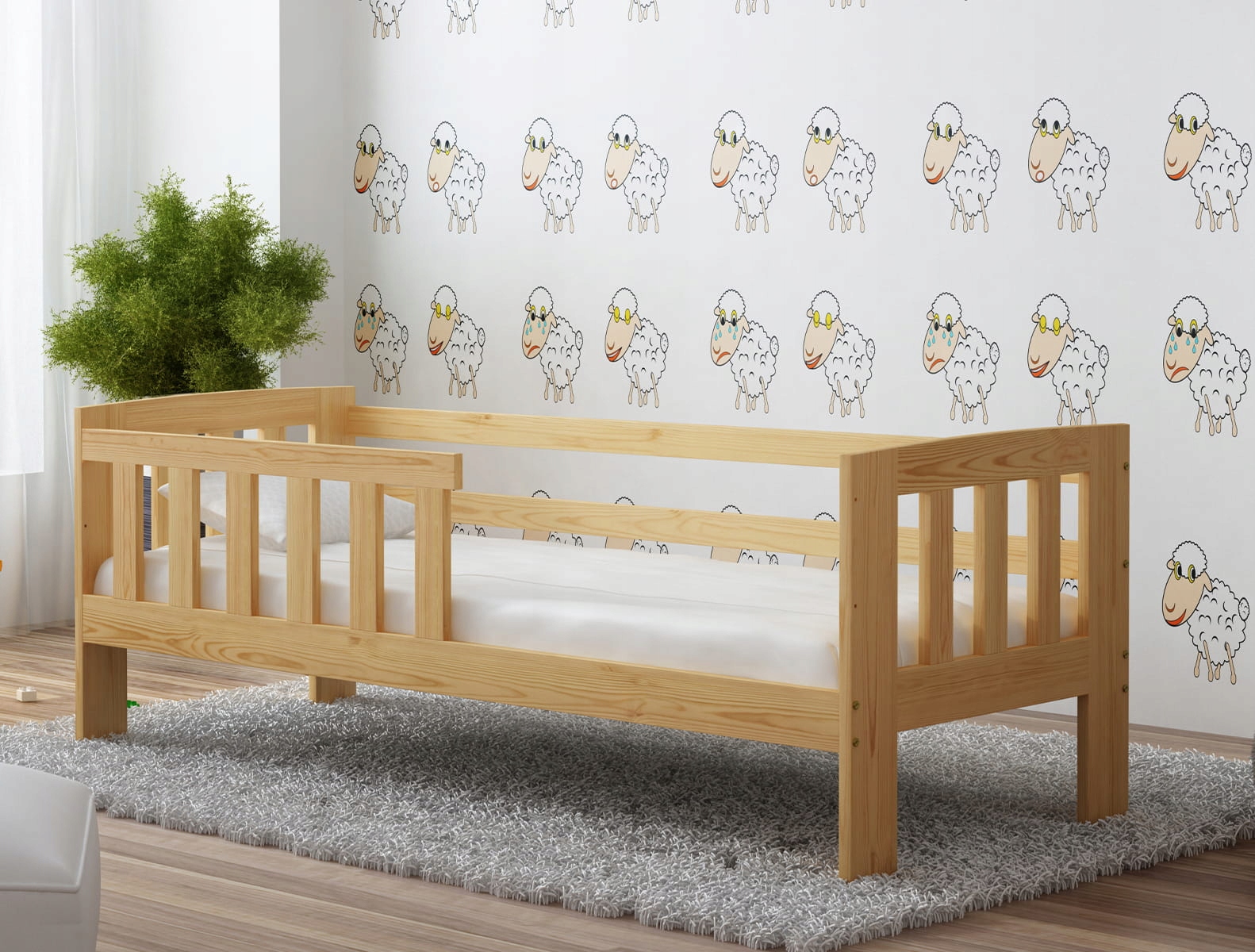 Detská postieľka, drevený nábytok ala 70 x 160 cm biely