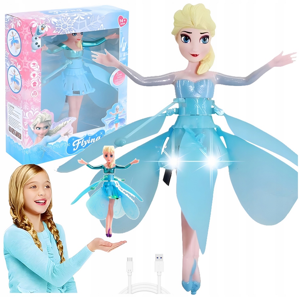 Lietajúci RC model - Flying Fairy Elsa Frozen Flower Doll USB