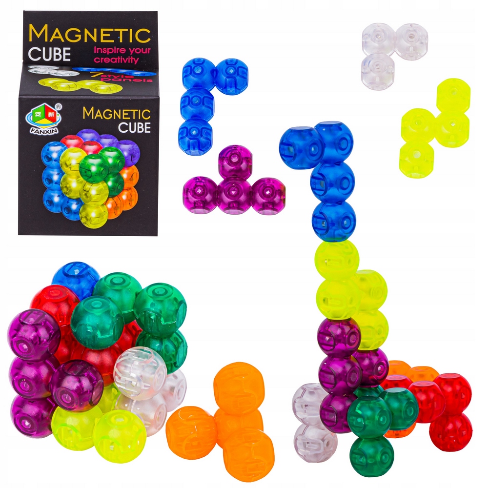 Logická logická hra Magnetická kocka Usporiadanie blokov 7 prvkov