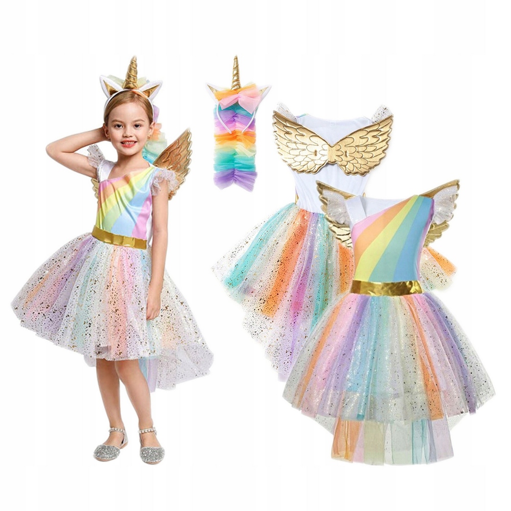 Kostým pre dievča - Jednorožec outfit Rainbow Unicorn Wings Pony Pegas