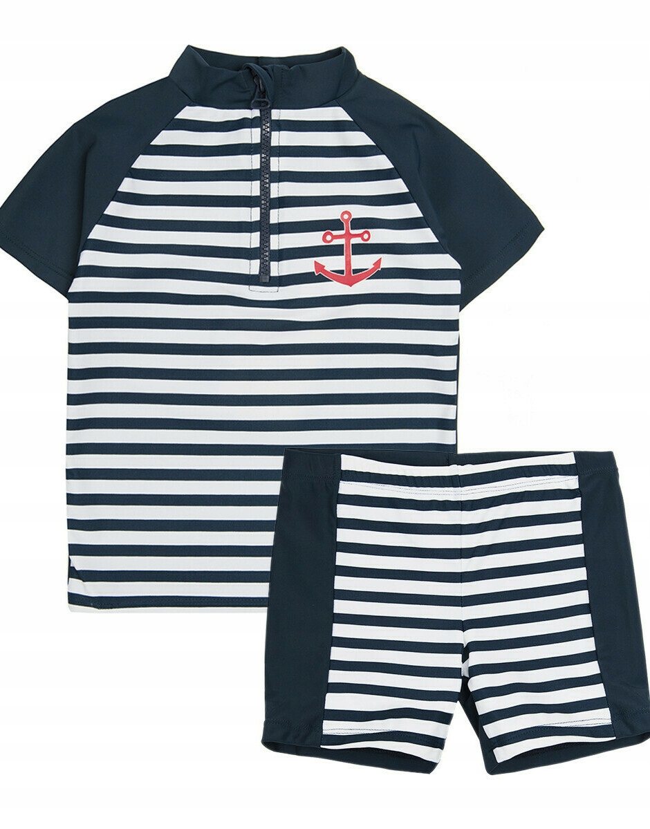 Detské plavky - Playshoes dva -kusové oblečenie 86 biela, námornícka modrá